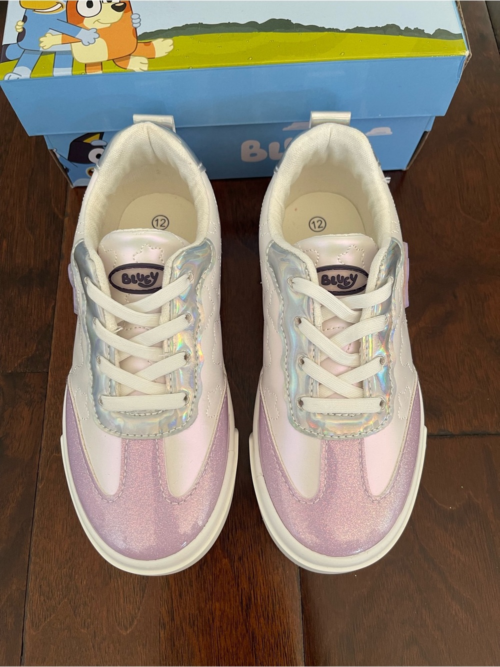 Bluey Kids' Iridescent Pink Lace-Up Sneakers